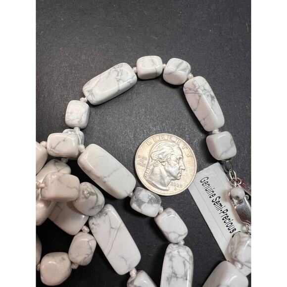 NEW Anthology howlite 36 inch knotted necklace with sterling silver clasp - Picture 7 of 11